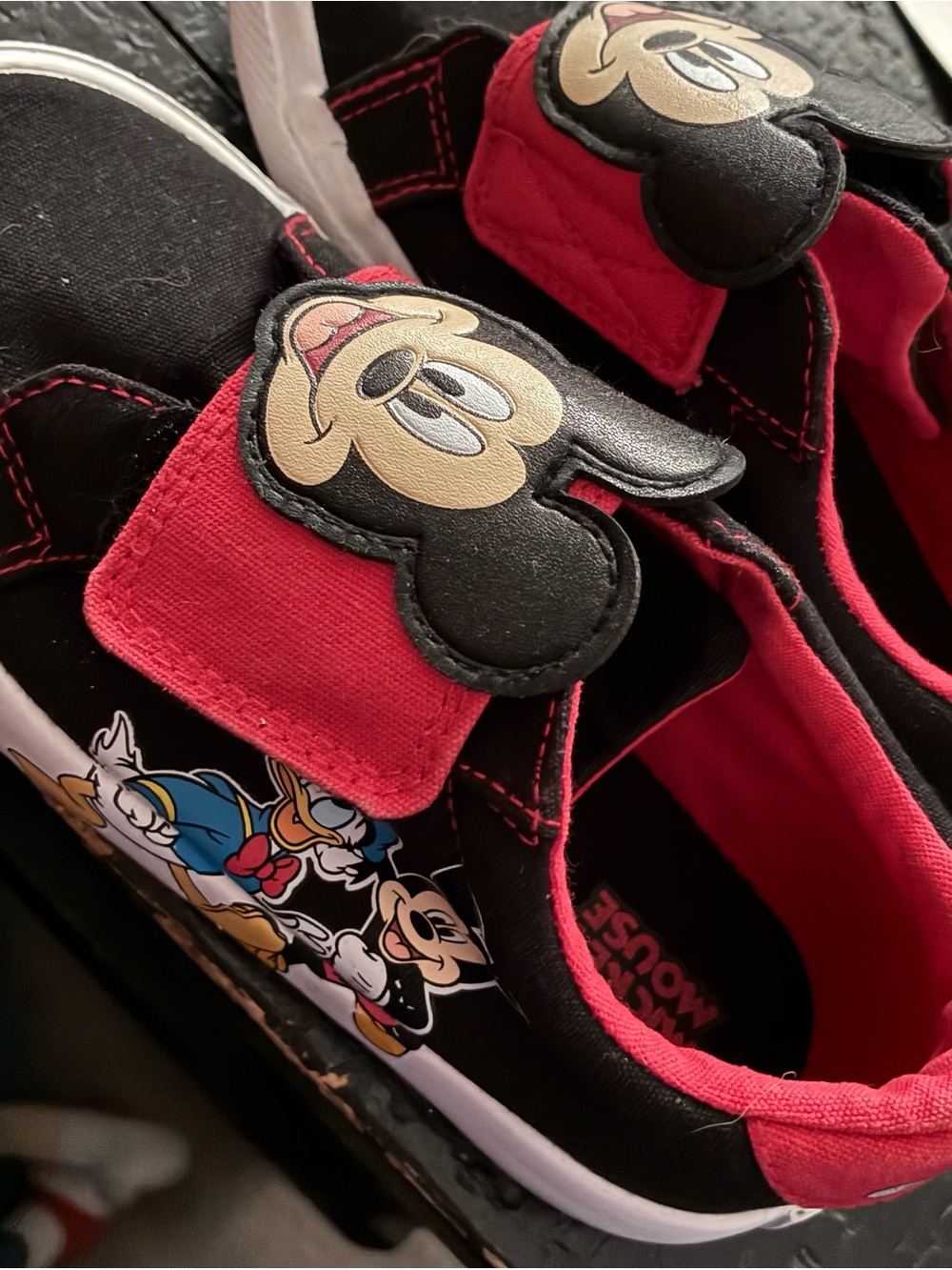 Disney Mickey Mouse Black and Red Kids Velcro Sneakers